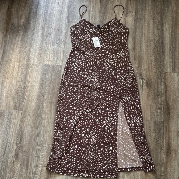 Windsor Dresses & Skirts - Windsor Brown and Cream Spotted Midi Slip Dress